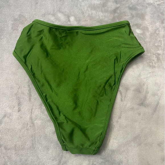 New! BFyne Kelcie Green High-Waisted Ruched Bikini Bottom 10611 - Picture 7 of 9